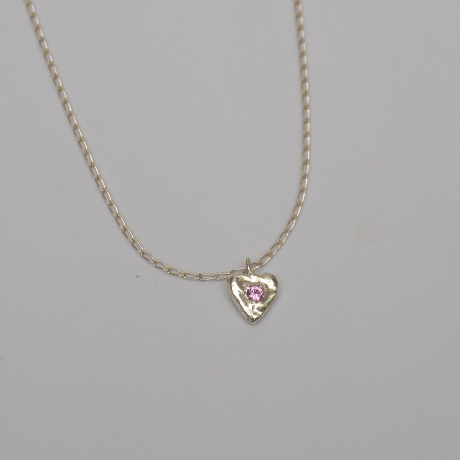 organic metal  necklace pendant silver love heart stone