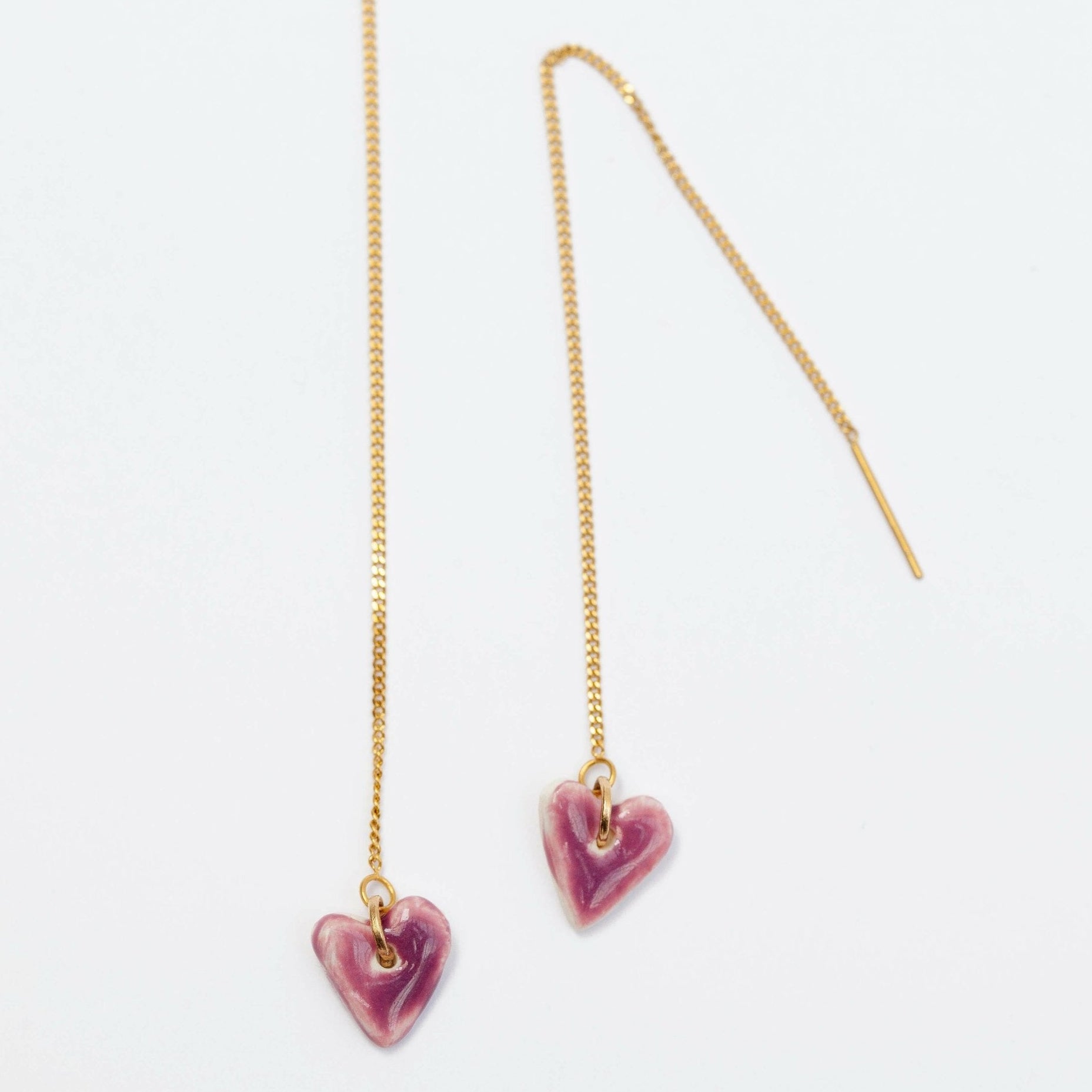 love porcelain earrings gold chain