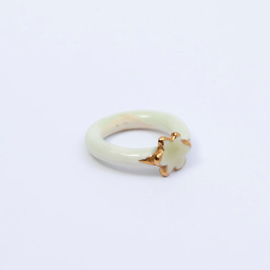 organic porcelain ring kindness gold flower
