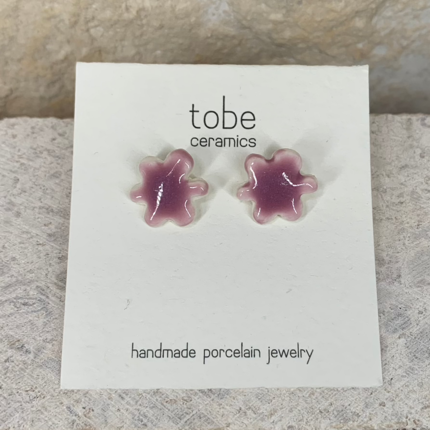 organic porcelain stud earring kindness flower lilac