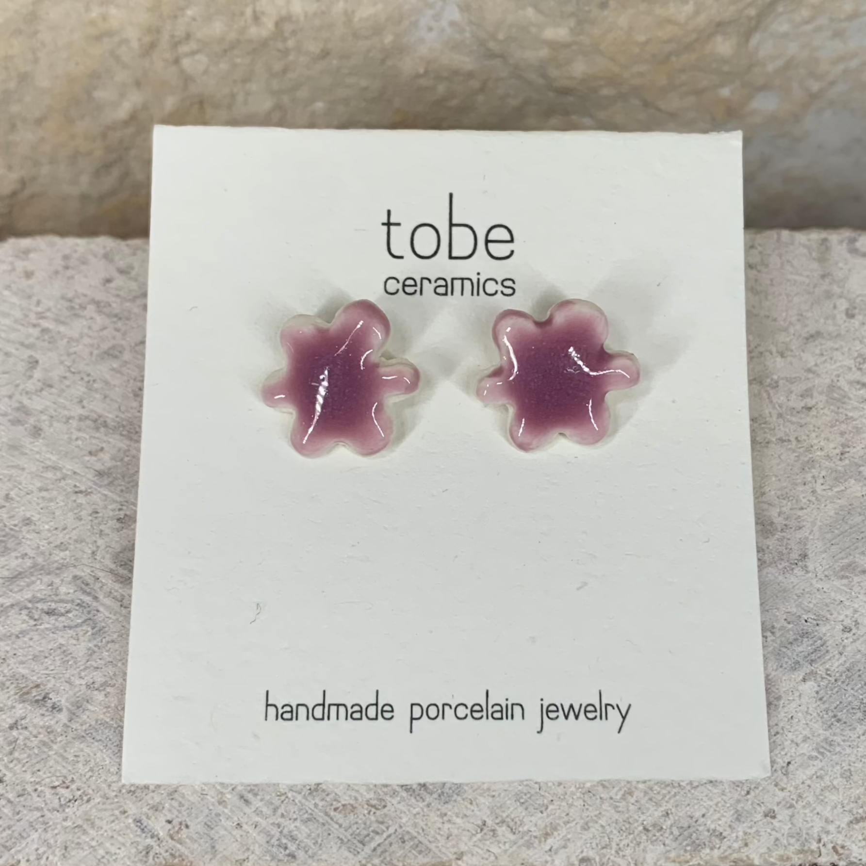 organic porcelain stud earring kindness flower lilac
