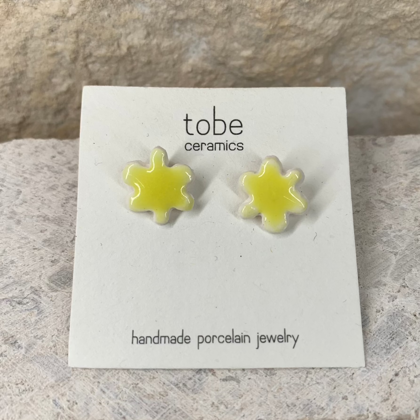 organic porcelains stud earring kindness flower yellow