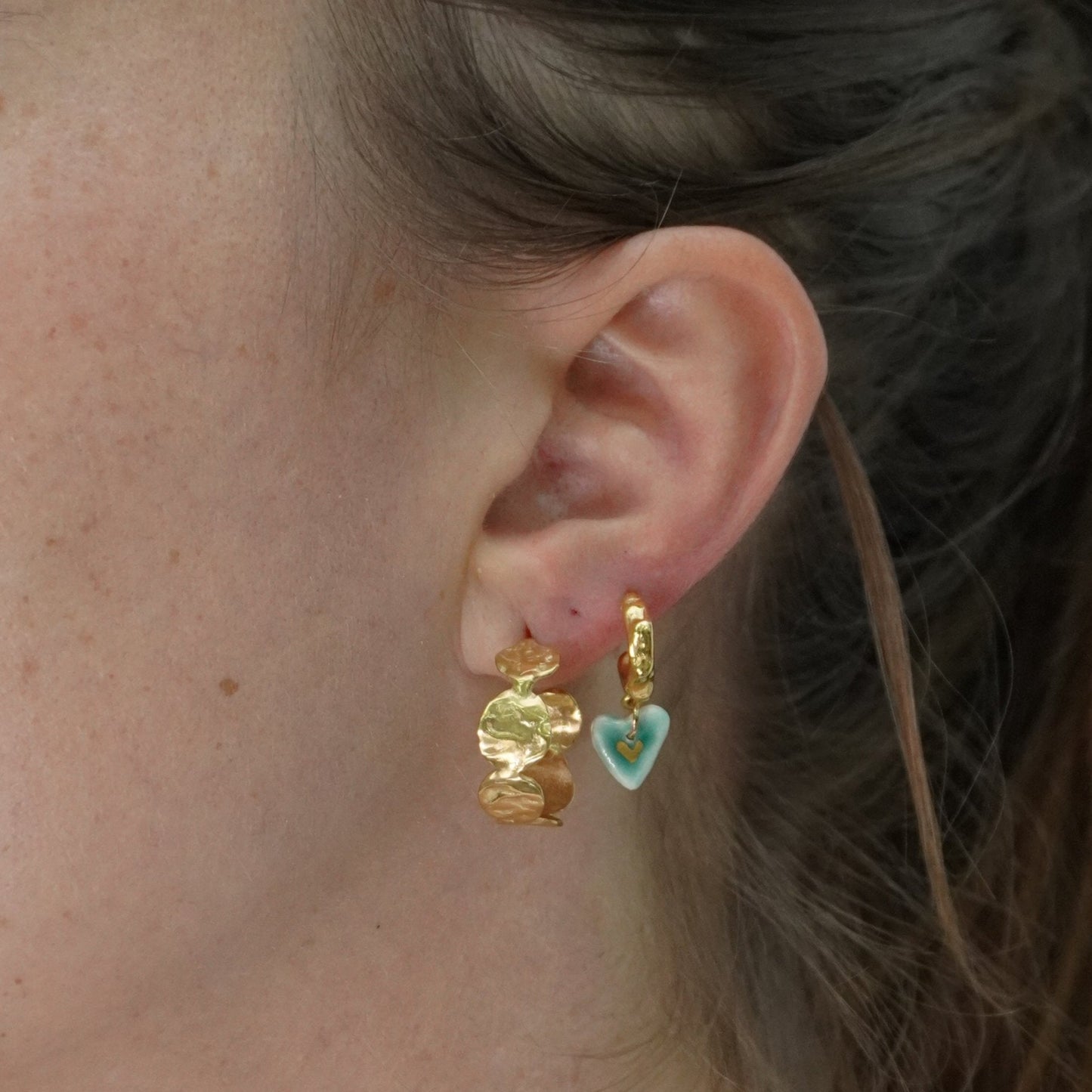 organic gold hoop earring gold round simplicity