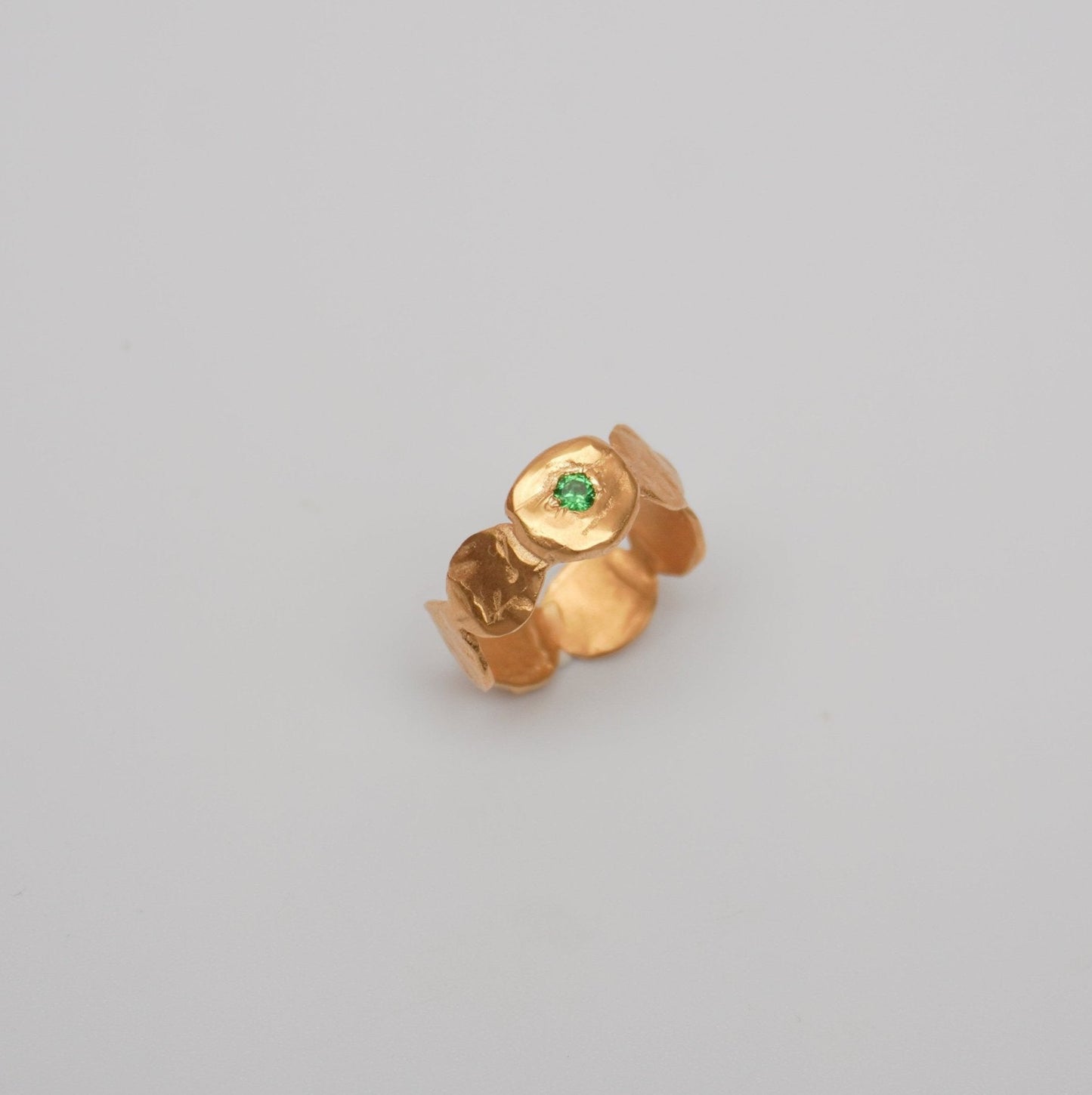 organic simplicity greek gold ring green stone