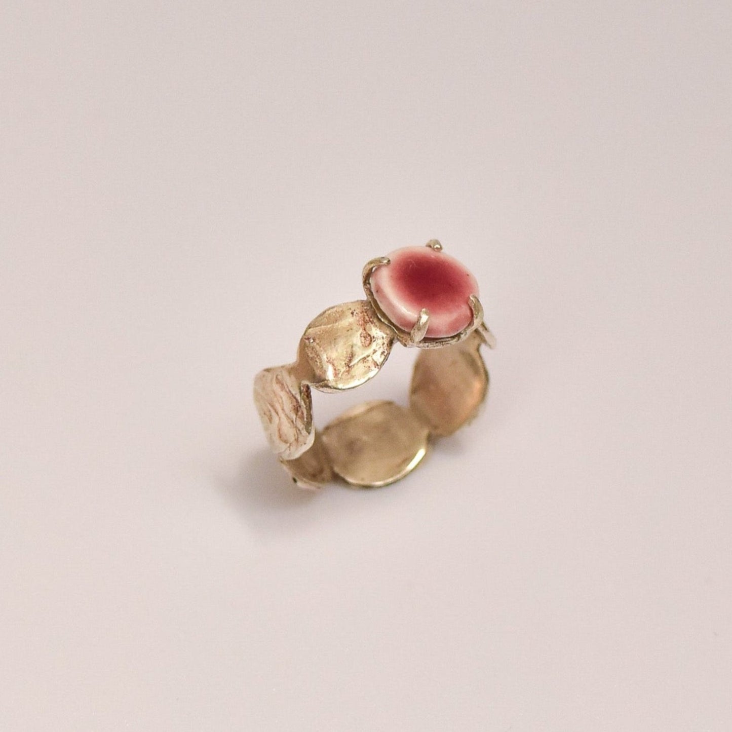 organic simplicity greek ring silver porcelain stone red