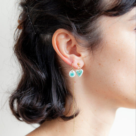 organic simplicity porcelain earring turquoise heart round