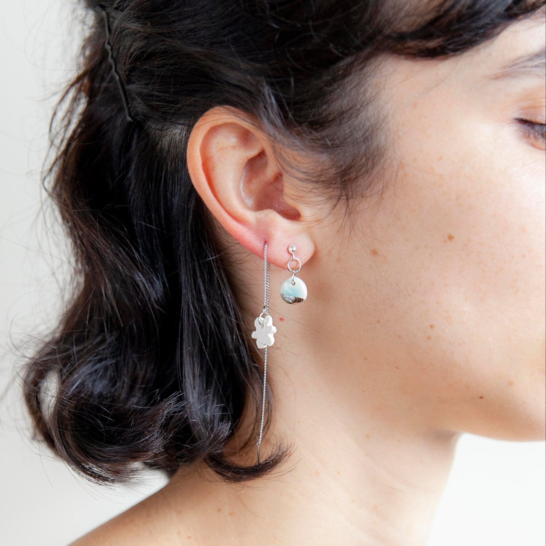 organic porcelain earring chain simplicity kindness