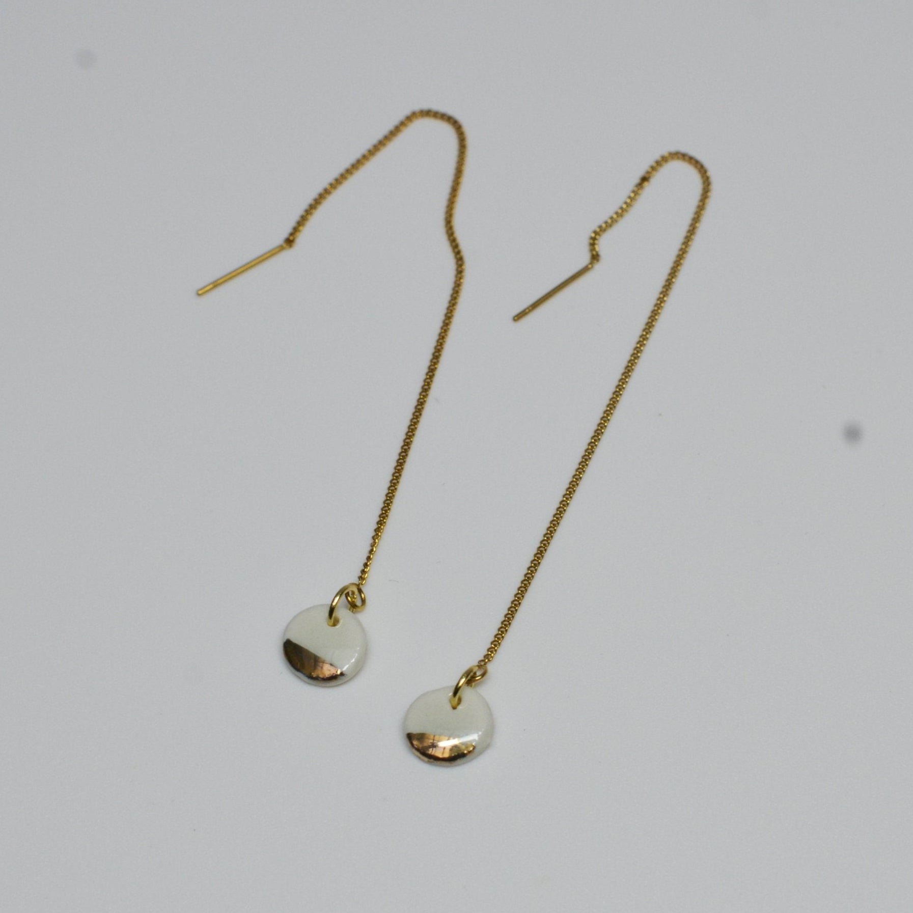 organic porcelain earring simplicity chain gold luster