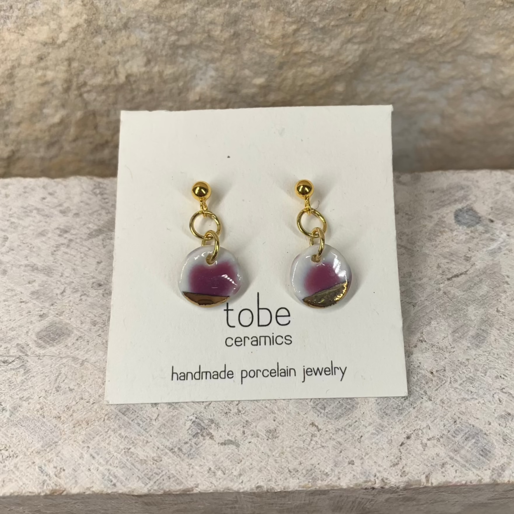 simplicity porcelain earrings dot round gold lilla