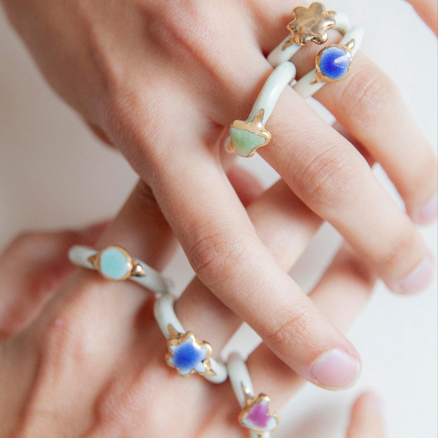 organic porcelain ring simplicity love kindness heart round flower