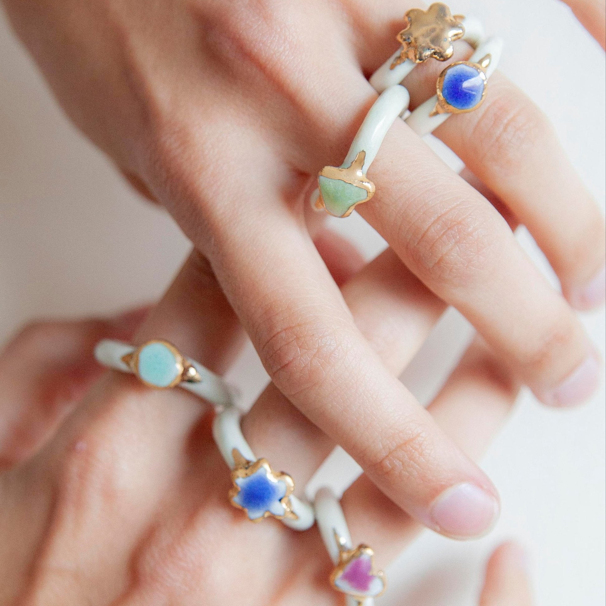 organic porcelain ring simplicity love kindness heart round flower