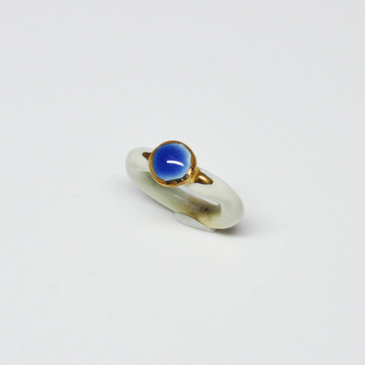organic porcelain ring simplicity blue gold white