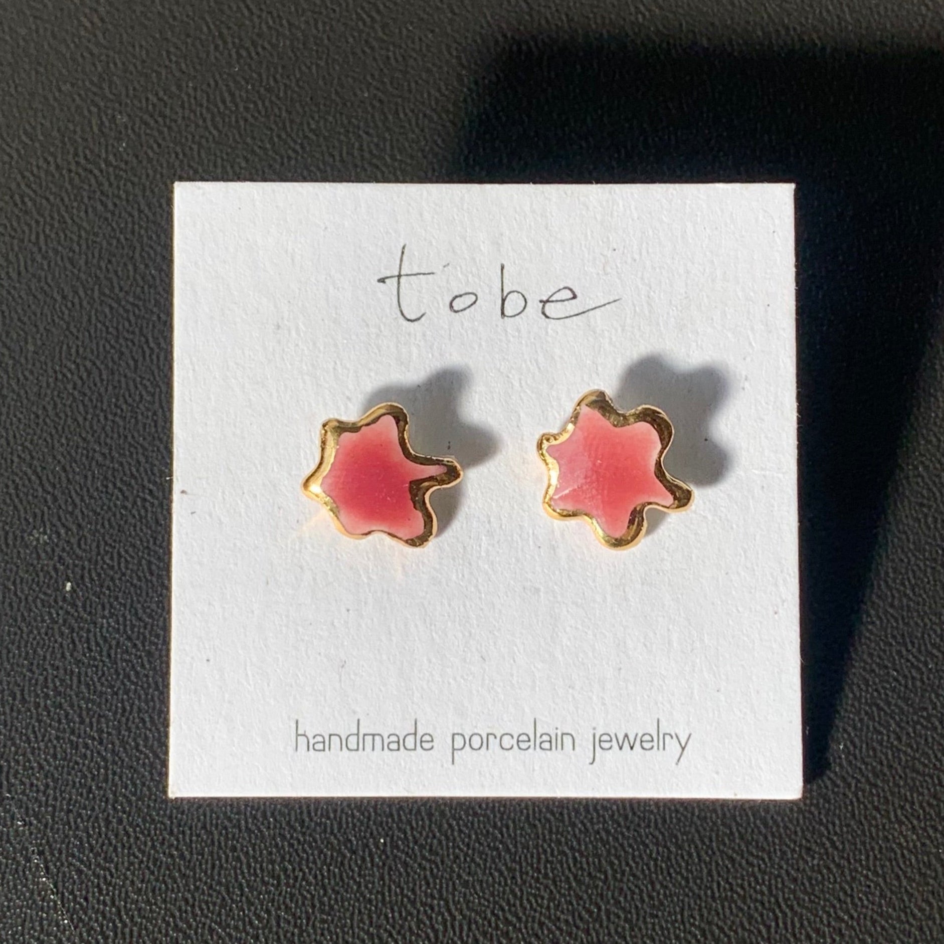 Little Things Porcelain stud earrings, kindness with gold luster detail