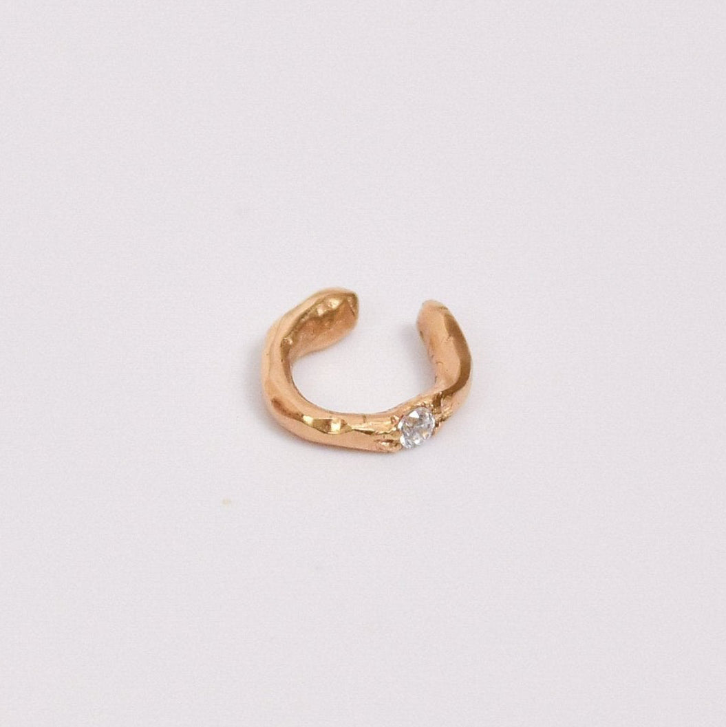 Organic Ear Cuff with stone - Perula Collection - gold-plated and handmade