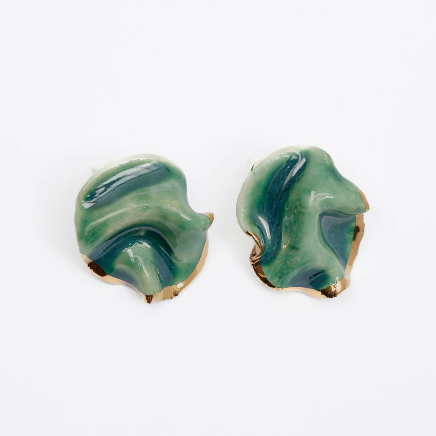 mystic forest resilience green earring porcelain gold luster detail