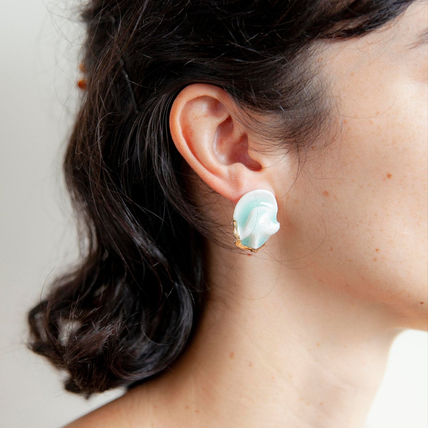 mystic forest porcelain earring greengold luster resilience
