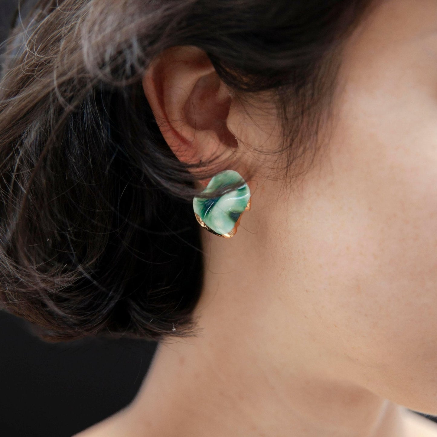 mystic forest resilience earring porcelain green gold luster detail