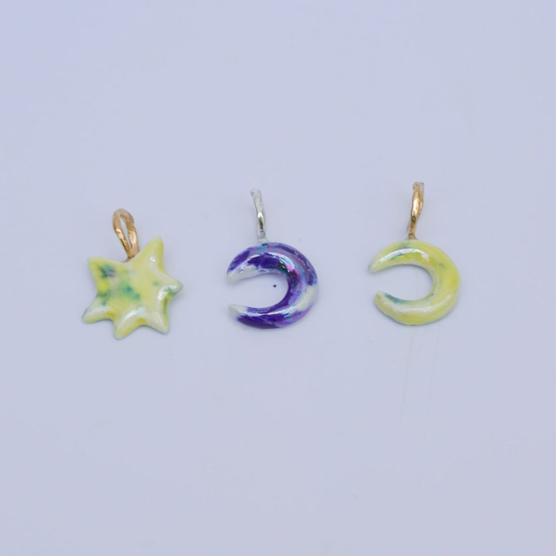 Colorful scintille lunari porcelain pendants for chains- gold and silver