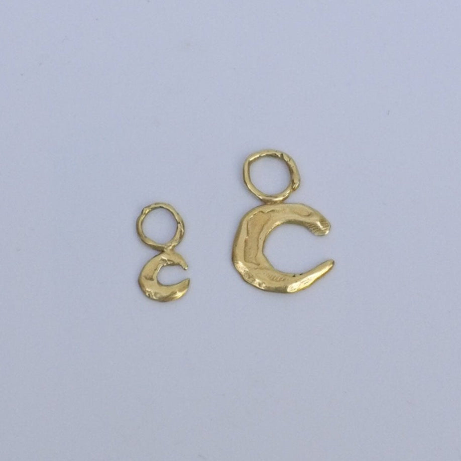 Scintille lunari metal gold-plated pendant for earrings, small and big moon, handmade