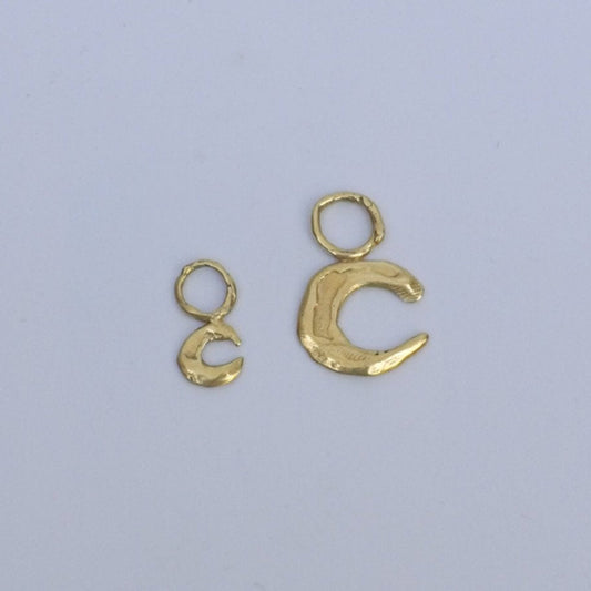 Scintille lunari metal gold-plated pendant for earrings, small and big moon, handmade