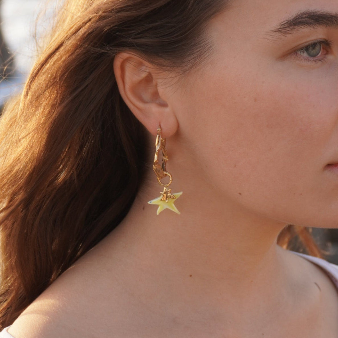 Scintille lunari metal gold-plated pendant for earrings, star