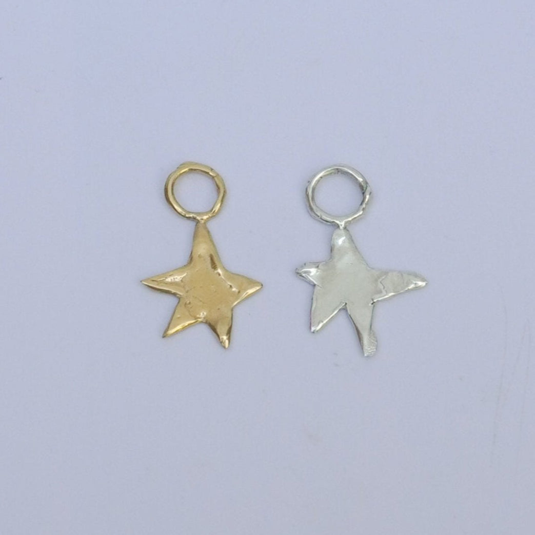 Scintille lunari metal pendants for earrings, silver and gold-plated, star, handmade