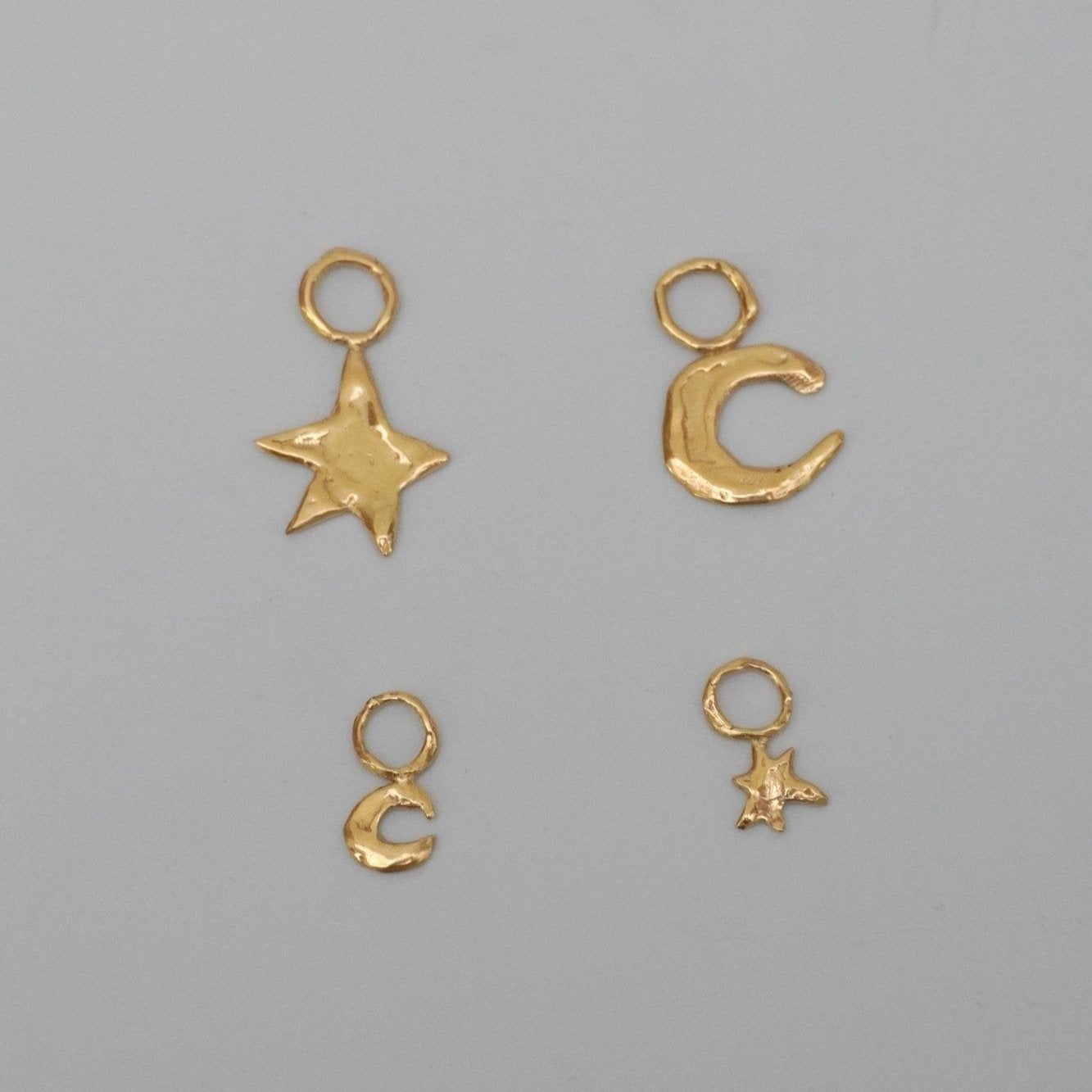 Scintille lunari metal gold-plated pendants for earrings, small star, small moon, big star, big moon