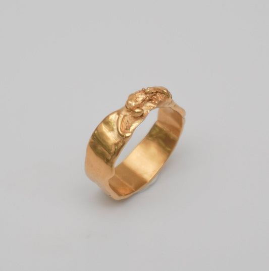 Unique Handmade Gold-plated Brass Ring - Courants - flow of life