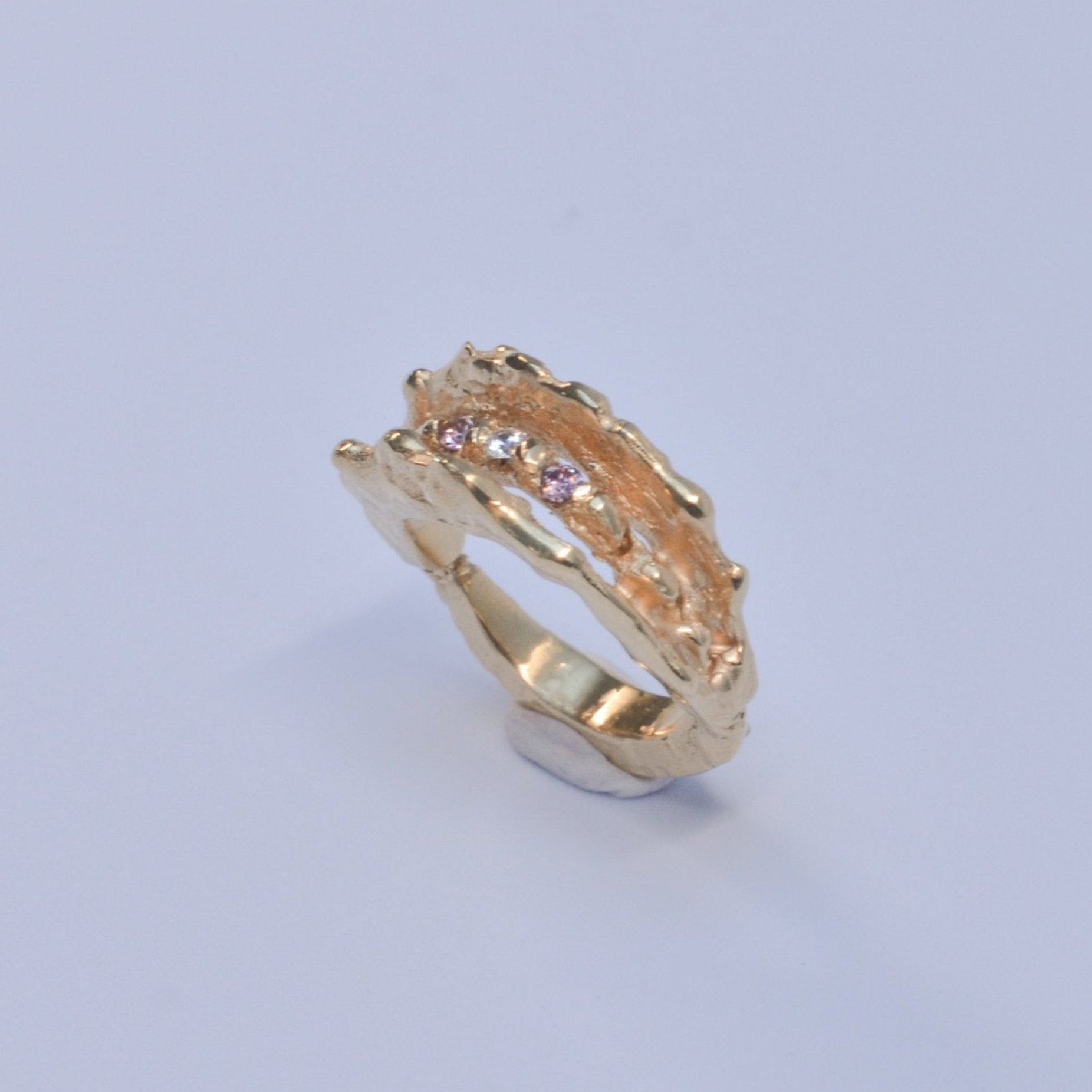 Unique Handmade Gold-plated Ring - Courants