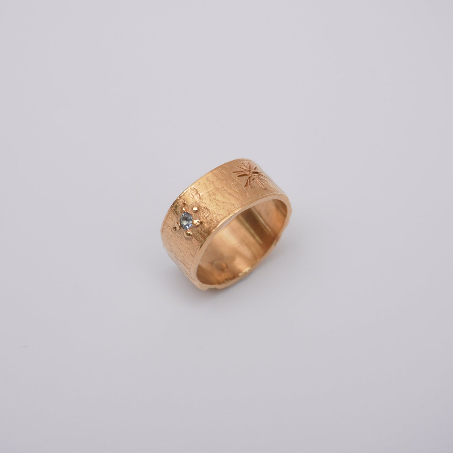 Unique Handmade Gold-plated ring with light blue zirconias - unique flower design