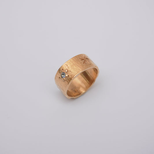 Unique Handmade Gold-plated ring with light blue zirconias - unique flower design