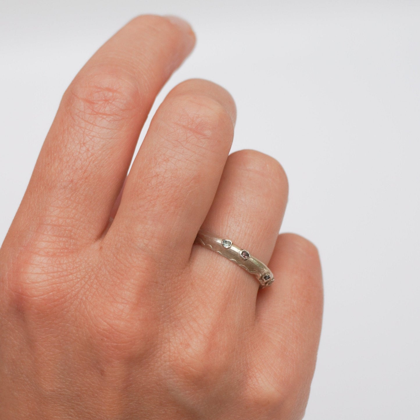 Silver Ring with 5 Zirconia Stones – Unique Piece | Courants