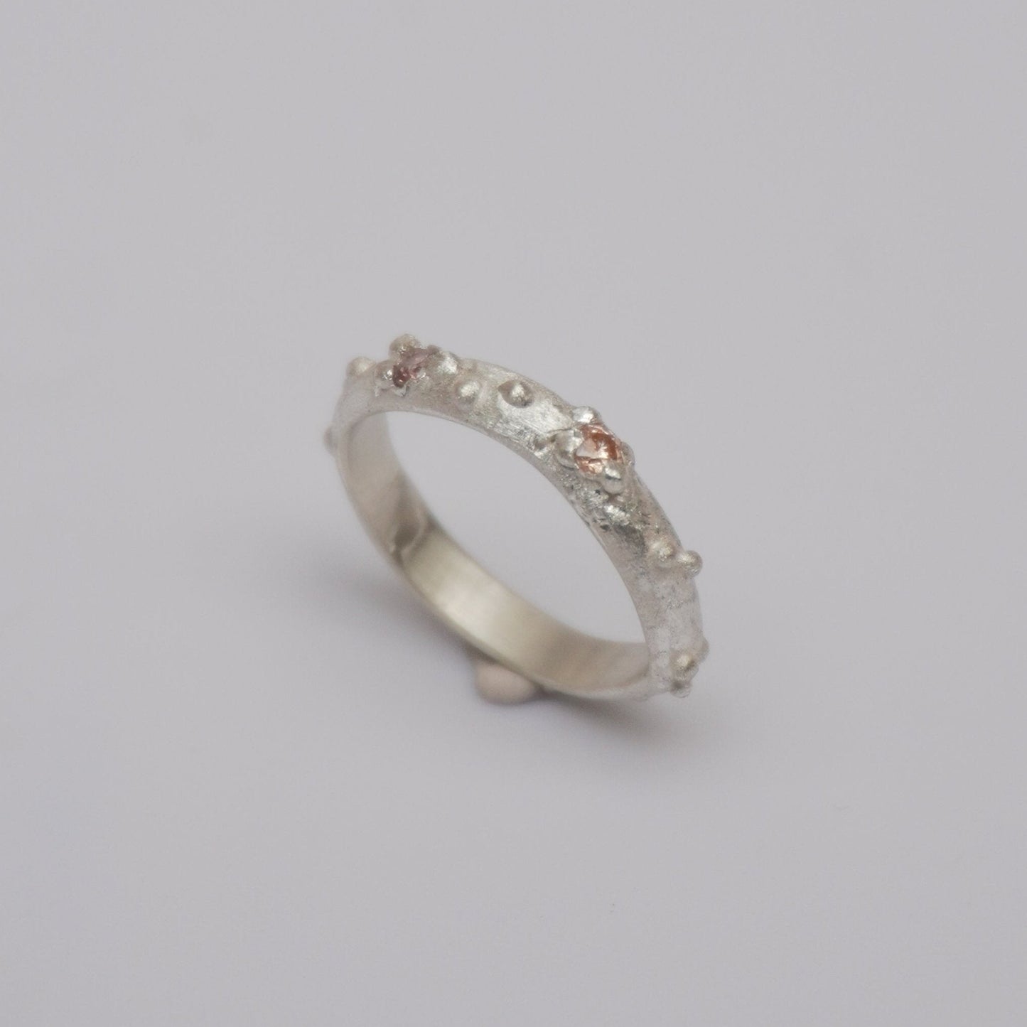 Unique Handmade Silver ring - New Faith premium - sterling silver, two coloured zirconias and dot detailing
