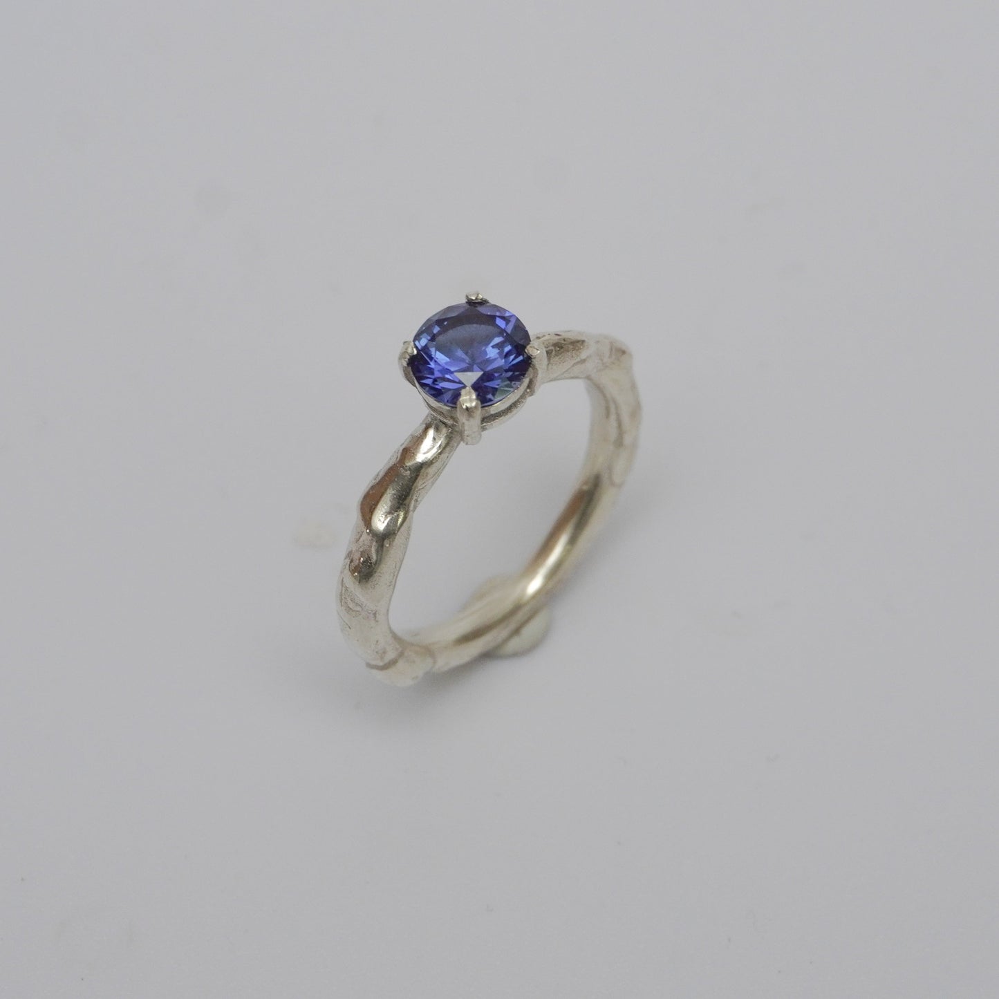 Unique Silver Ring With Blue Stone, organic-shaped