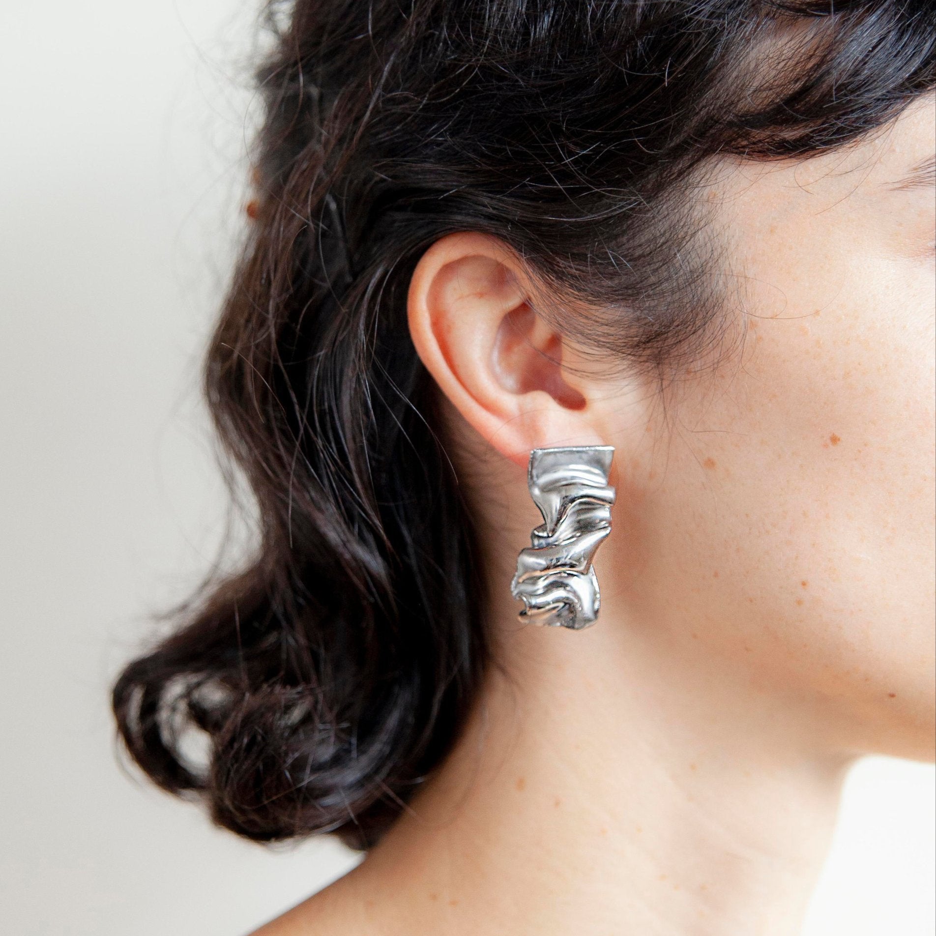 resilience courageously vulnerable porcelain earring silver