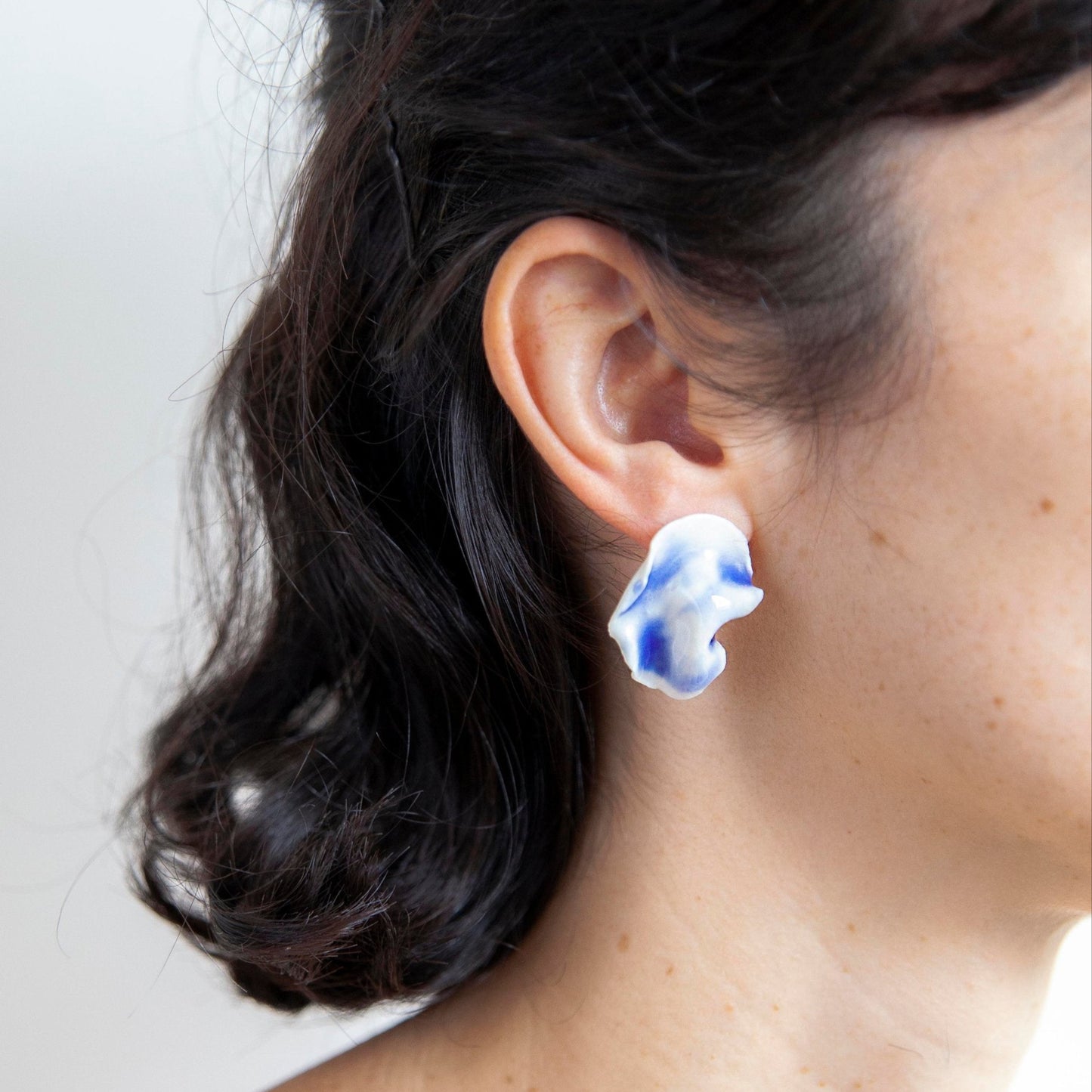 midnight calm resilience porcelain earring blue white