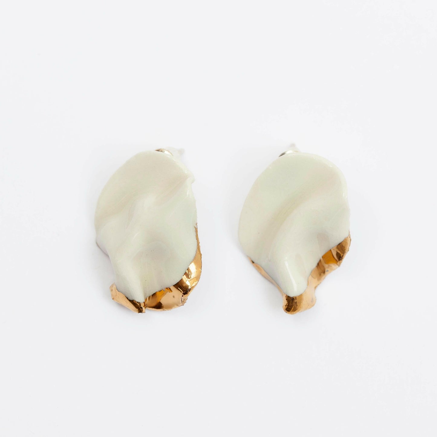 silent strenght handmade porcelain earrings with gold luster