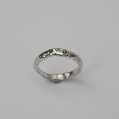Silver Slim Organic Ring with Embedded Stones – Unique Piece
