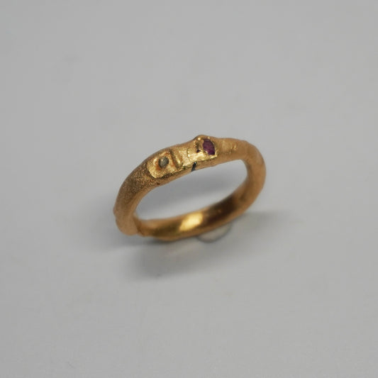 Organic Ring with Purple Stone - Unique Piece
