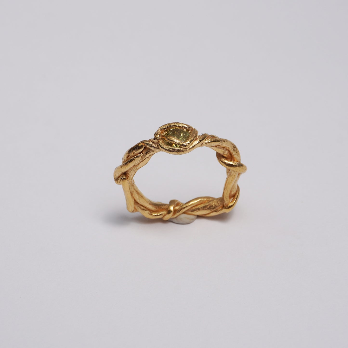 Twisted Ring with Green Stone – Unique Piece