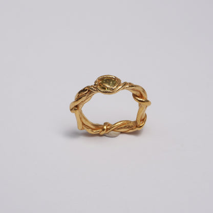 Twisted Ring with Green Stone – Unique Piece