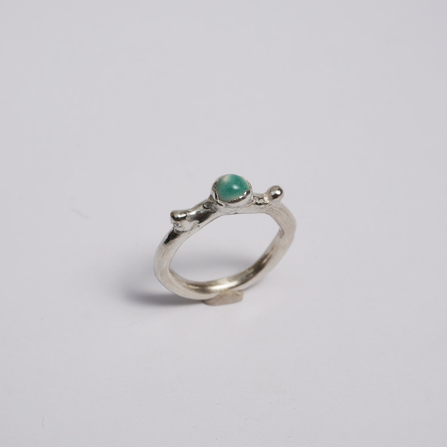 Silver Ring with Turquoise-Colored Porcelain – Unique Piece