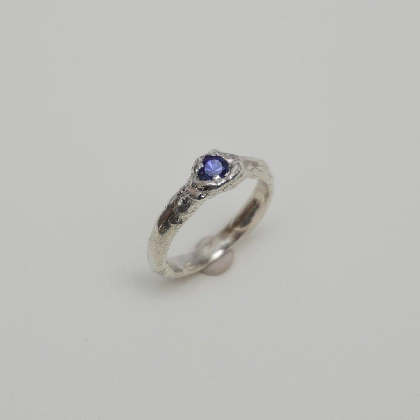 Courants with blue zirconia - unique handmade silver ring