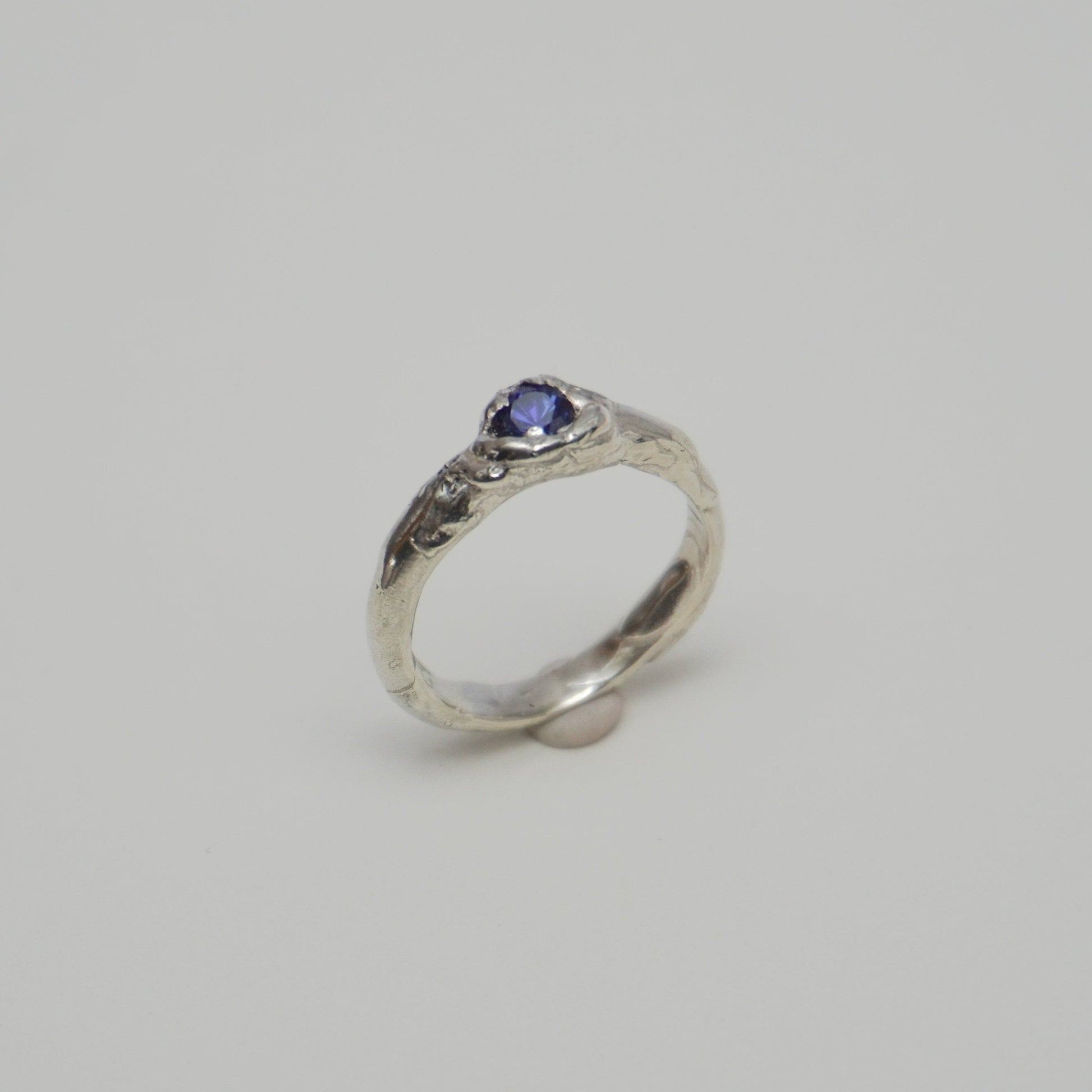 Courants with blue zirconia - unique handmade silver ring