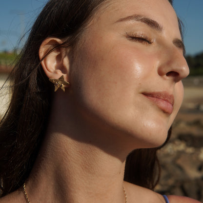 Echi iridescenti - Big Stud Earring Star with Three Stones