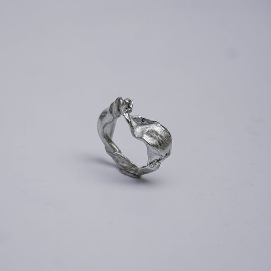 Silver Sculptural Folded Ring – Unique Piece