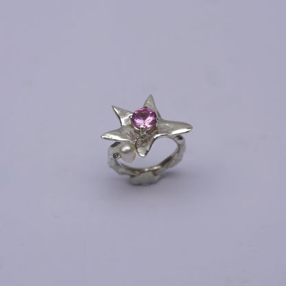 Astra Ring with a Stone and Natural Pearl