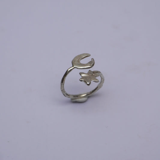 Star and Moon Connection Ring