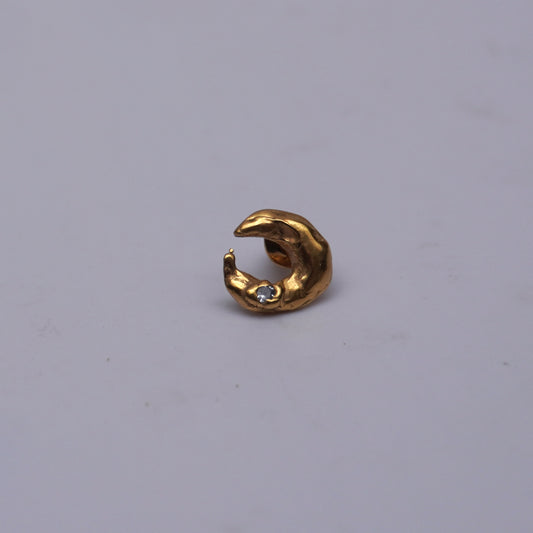 Echi iridescenti - Small Moon Stud Earring with a Stone