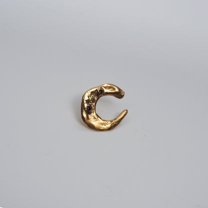 Echi iridescenti - Big Stud Earring Moon with Three Stones